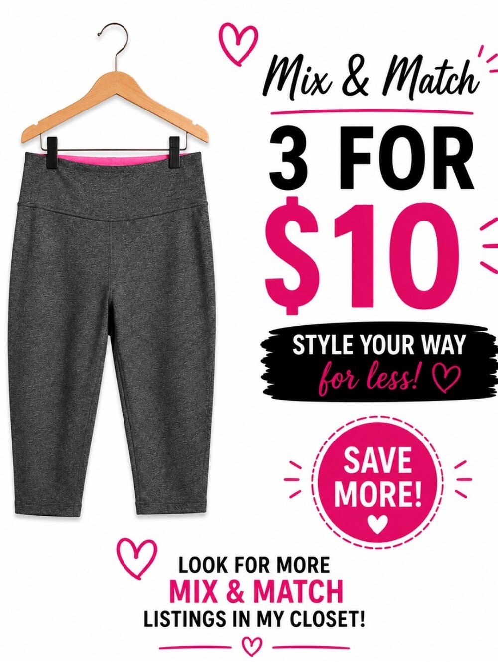 •Marika Gray and Pink Capri Leggings
